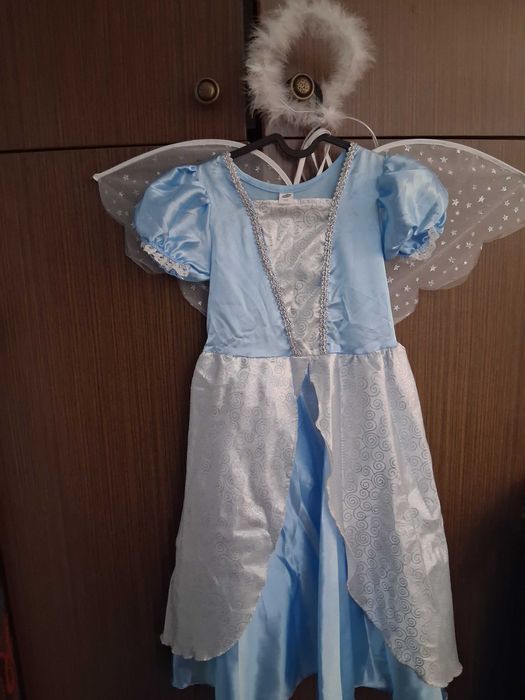 Strój aniol śnieżynka skrzydła aureola