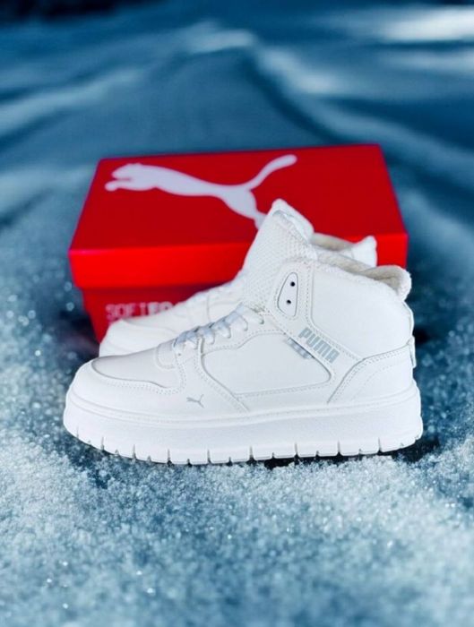 Жіночі зимові кросівки Puma/натуральная кожа/белые зимние ботинки пума