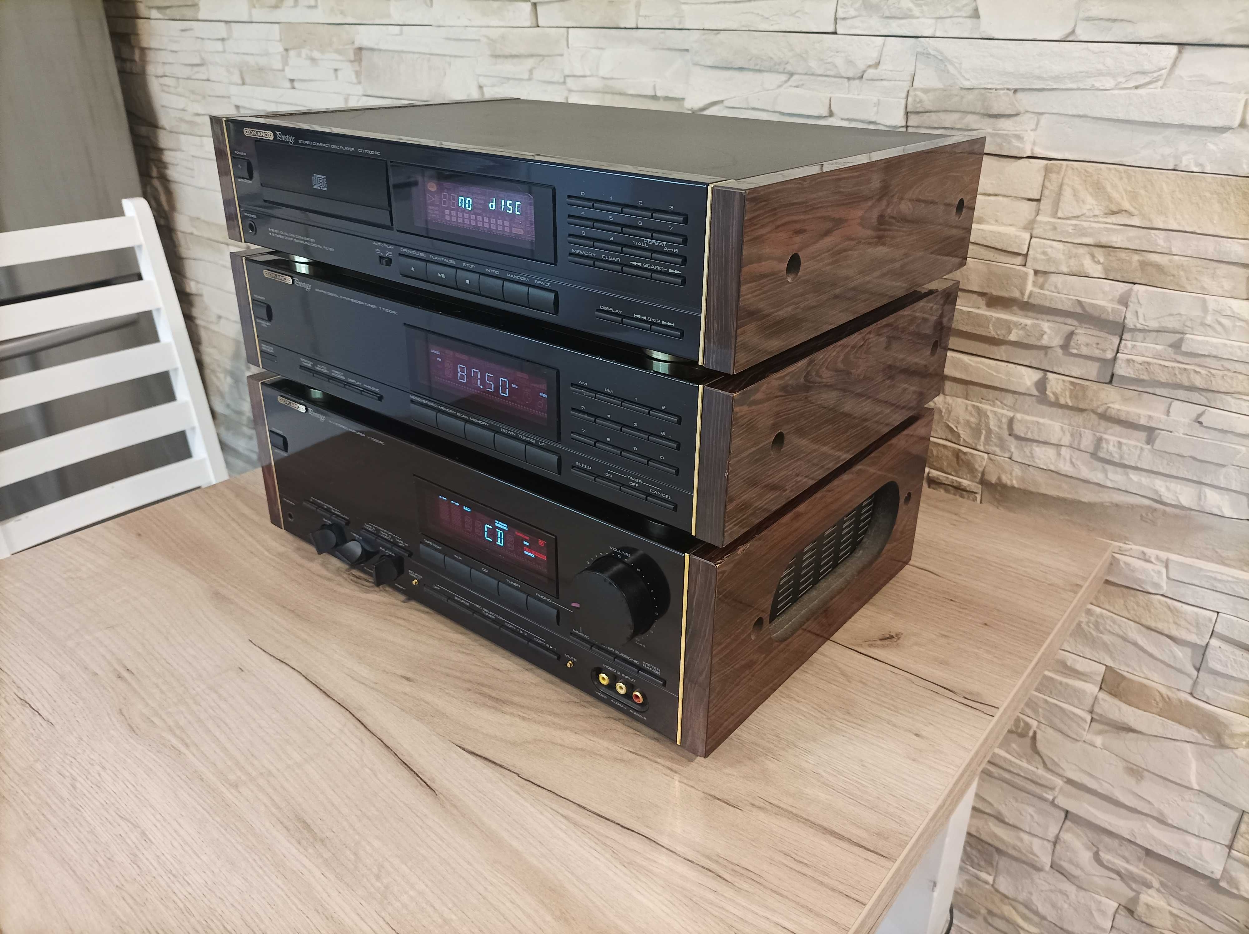 Wieża okano Prestige 700 amplituner drewno lata 80