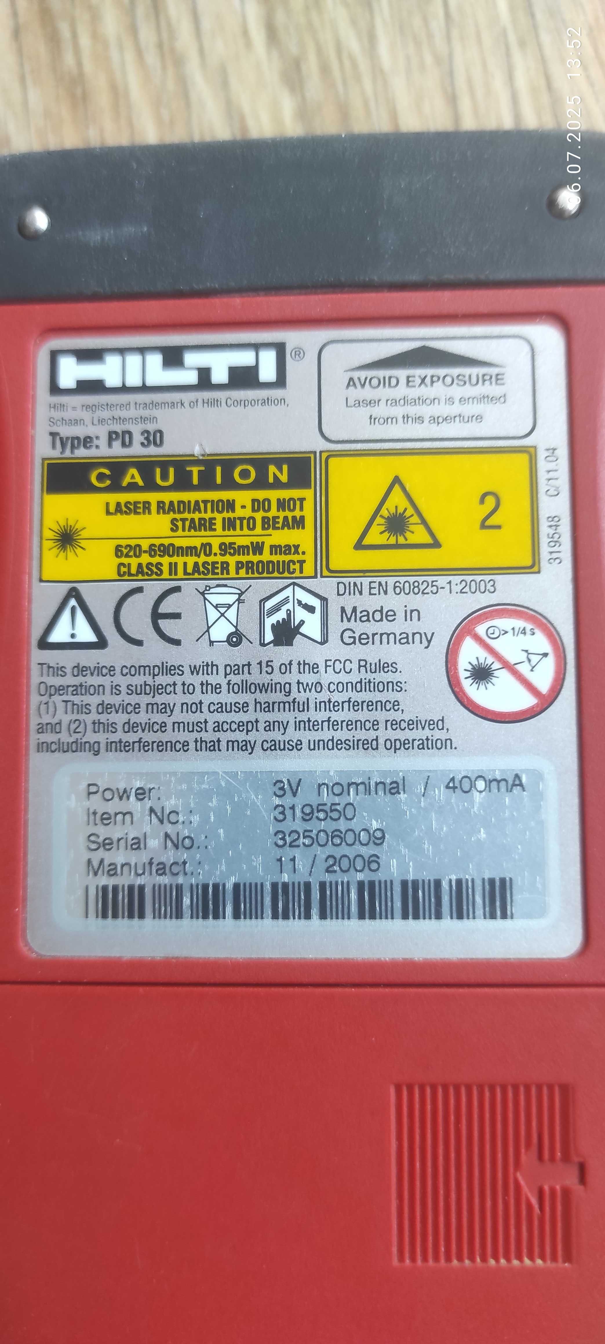 Лазерна рулетка далекомір Hilti PD 30