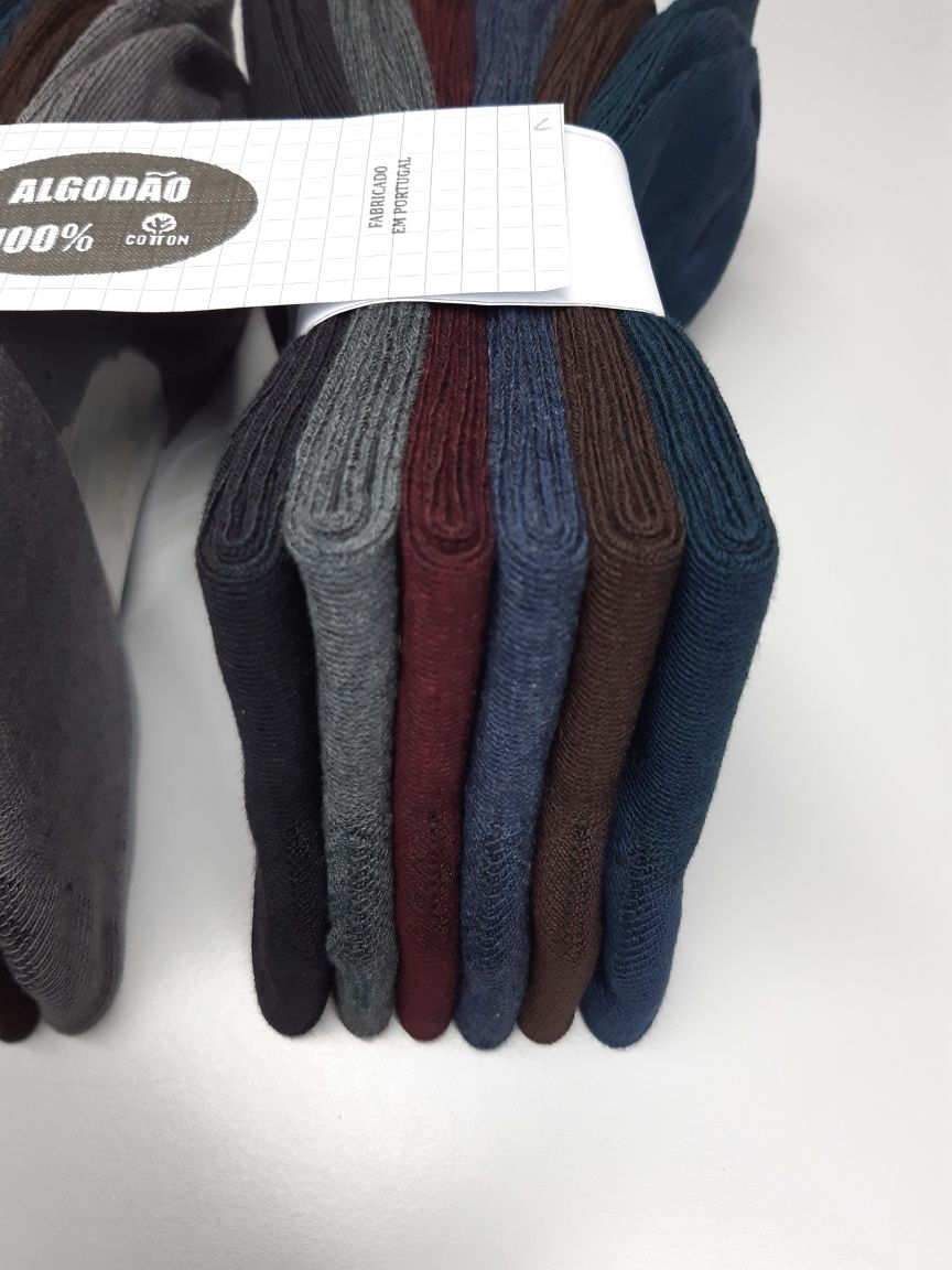 12 pares de meias em algodão, punho suave