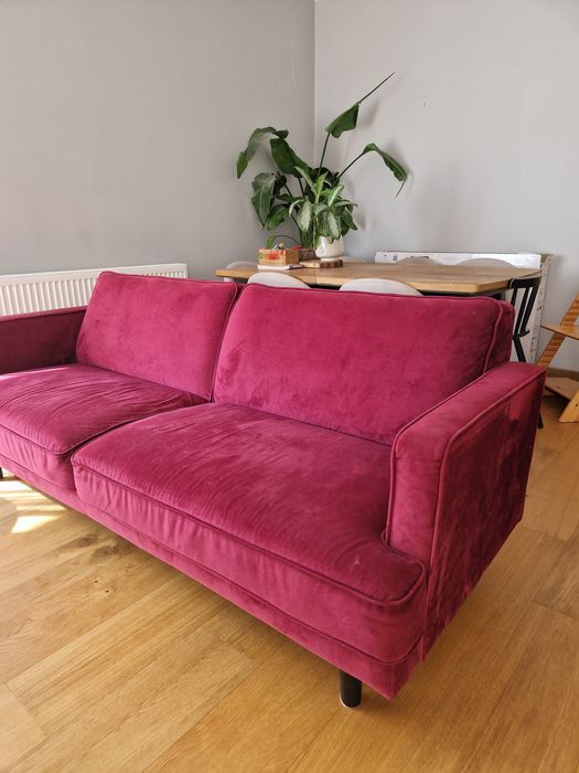 Sofa burgund ciemniejsza  miękka i mega wygodna Velvet burgundowa  we