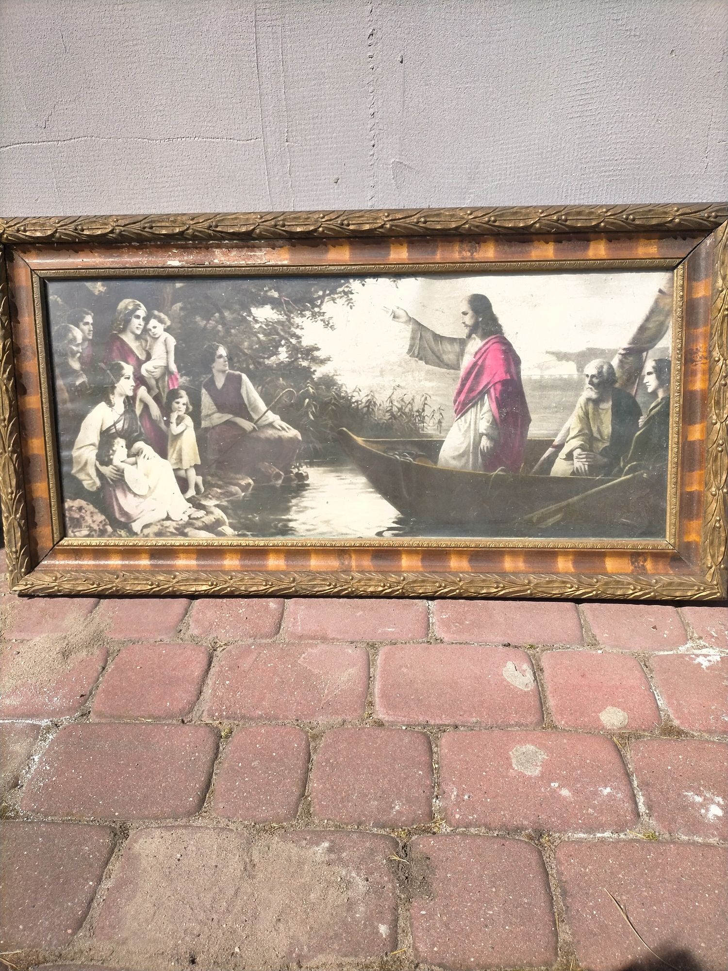 Obraz religiny- Jezuz na łodzi