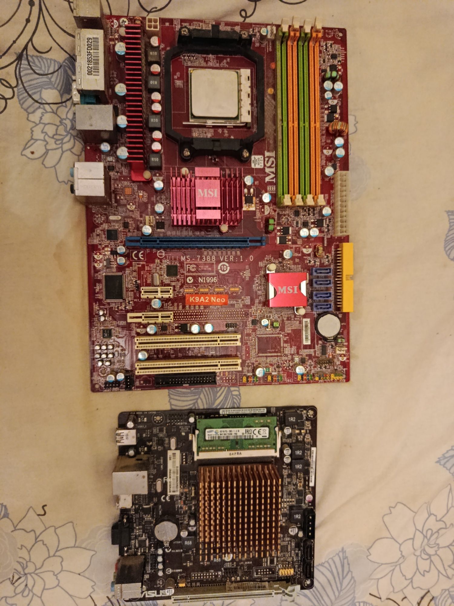 Материнські плати плата MSI K9A2 CF-F. Та ASUS J1800I-C.