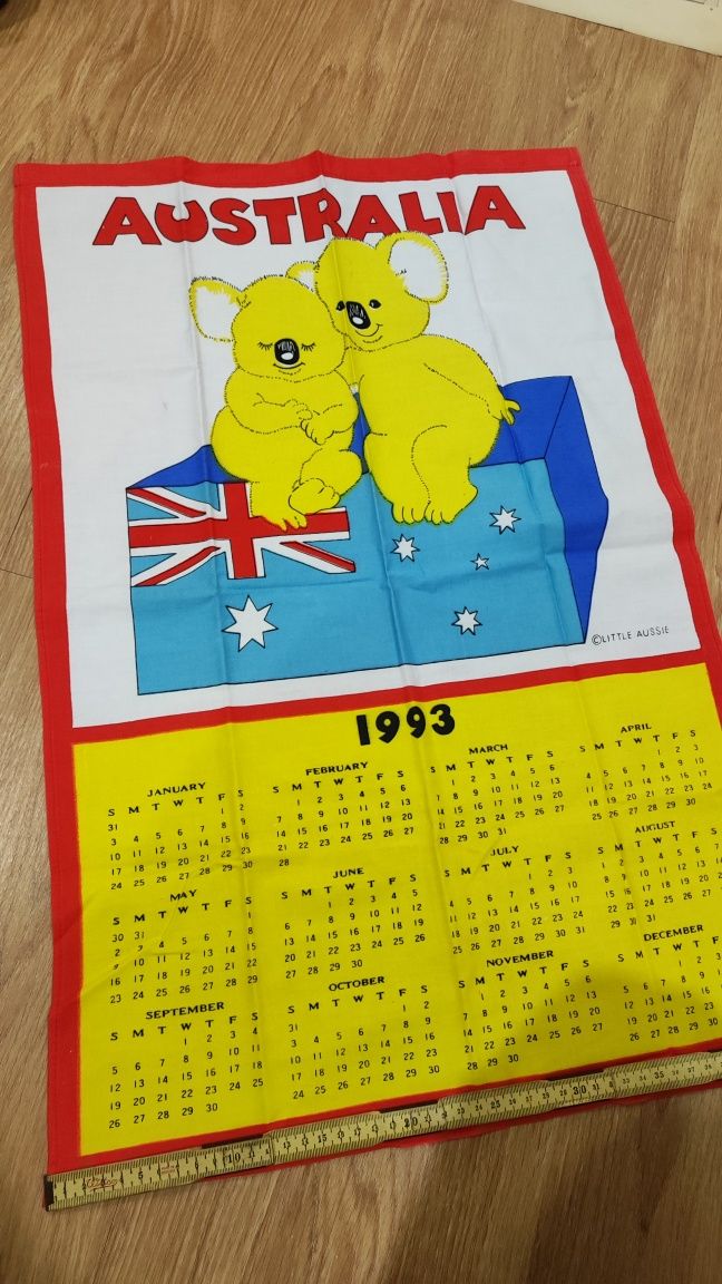 Lenço Austrália 1993 Calendário Vintage