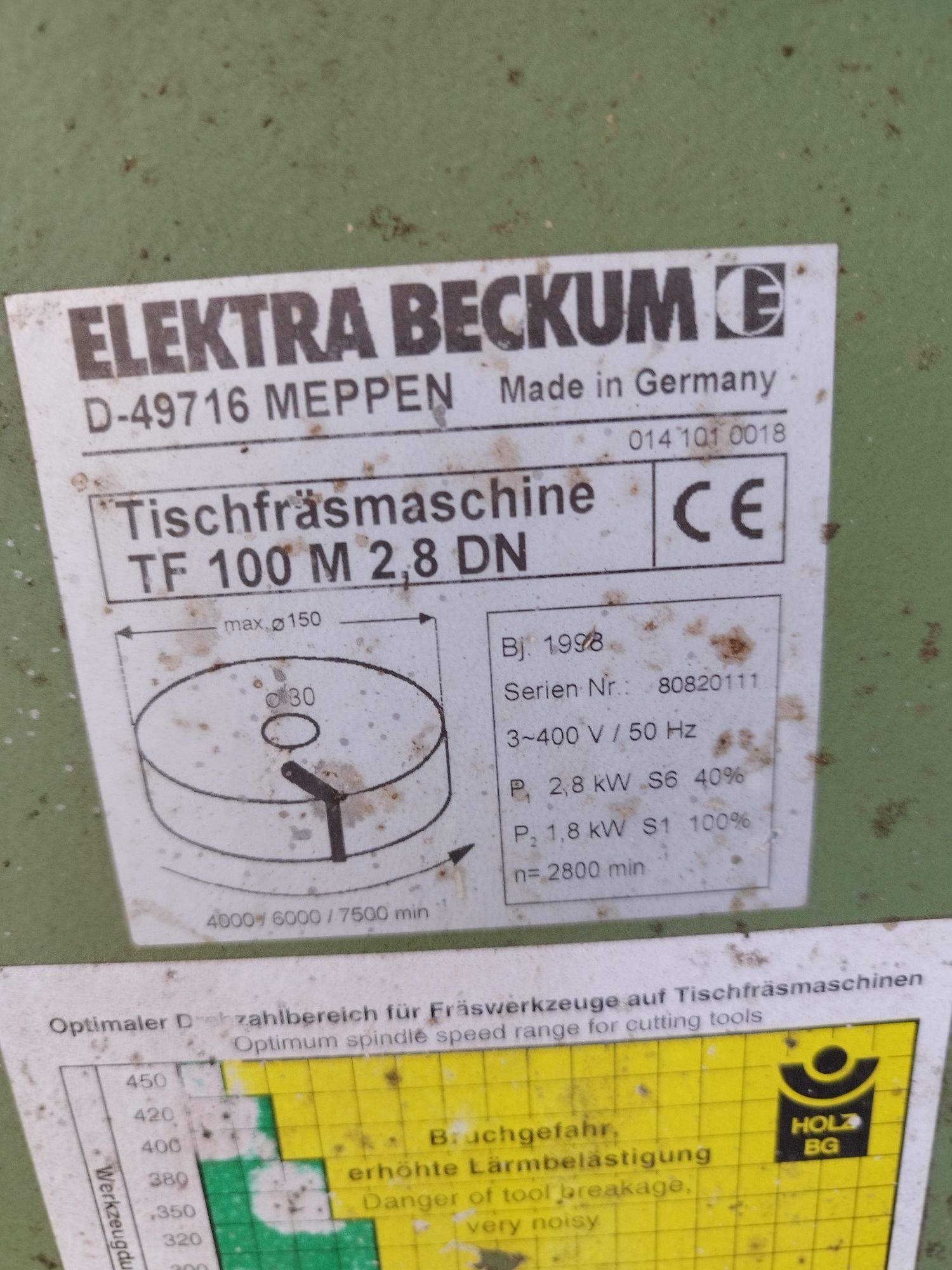 Frezarka dolnowrzecionowa elektra beckum