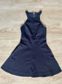 RIVER ISLAND / sukienka mini skater dress halter granat zamek / 36