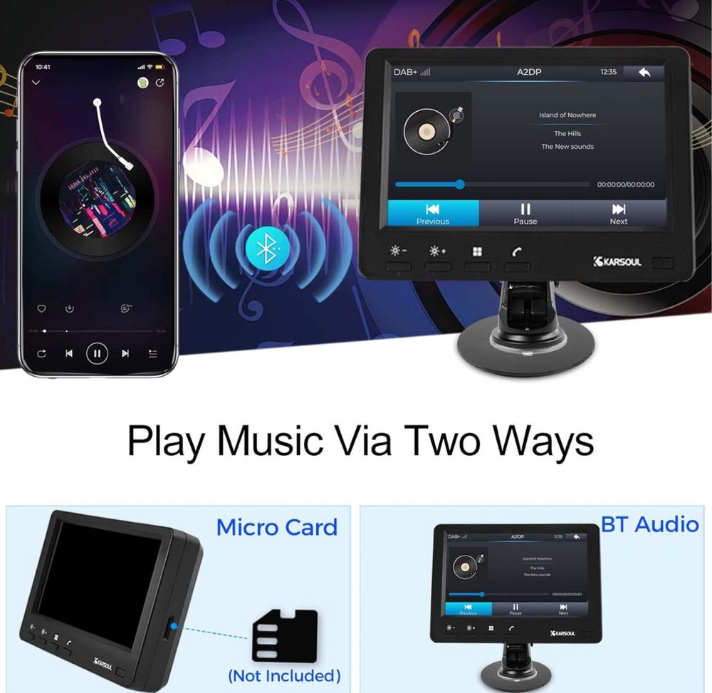 Karsoul DAB Digital Radio Adapter DAB z 5-calowym ekranem