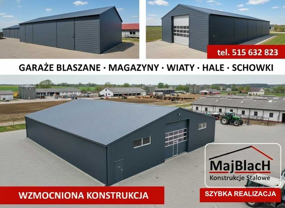Garaż Blaszany Dwuspadowy Grafit| RAL|Ocynk |Drewnopodobny – Maj-Blach