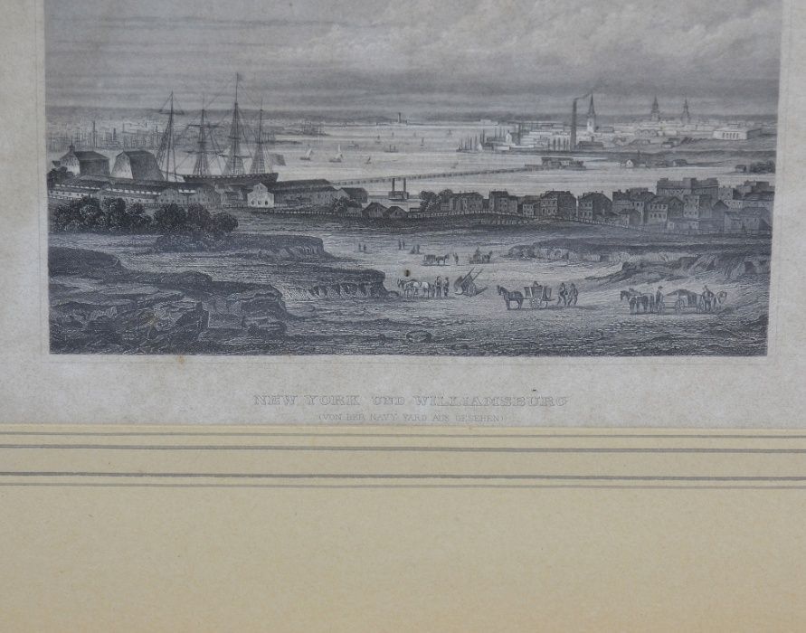 Gravura “New York Und Williamsburg”, (Von der Navy yard aus Gesehen)