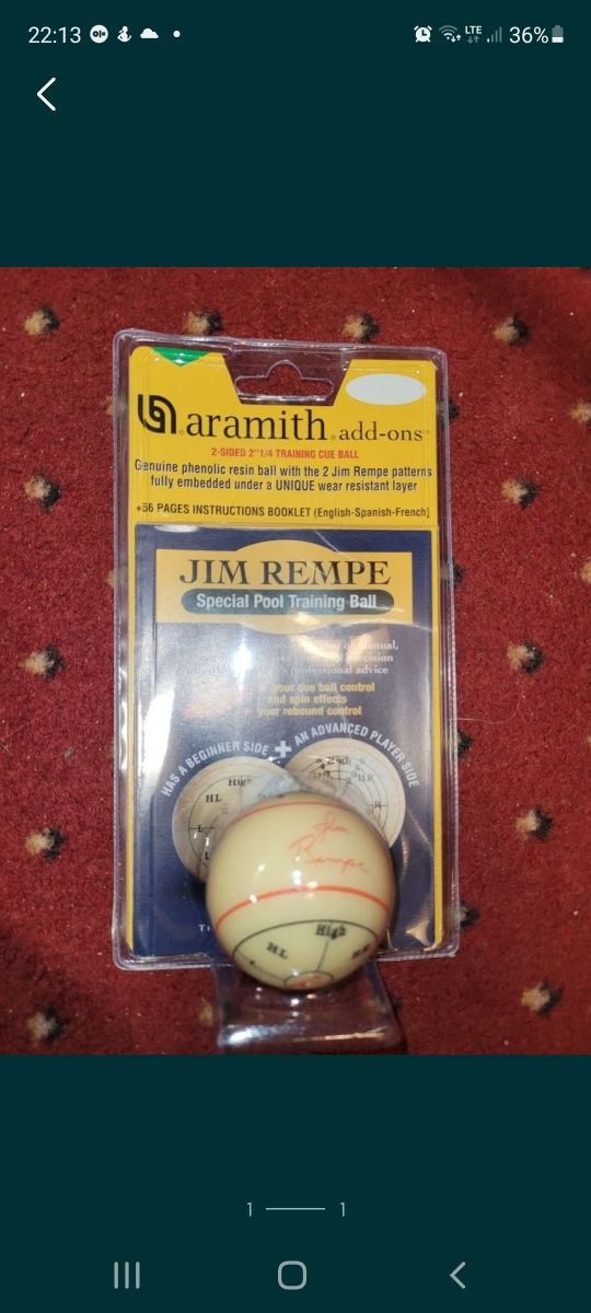 Bila do bilarda Jim Rempe treningowa - sklep bilard/snooker W-wa