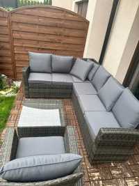Meble ogrodowe z poduszkami /sofa + fotel+ stolik