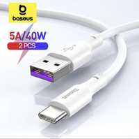 Продам кабель Baseus для быстрой зарядки USB Type-C, 40Вт, белый 1.5м