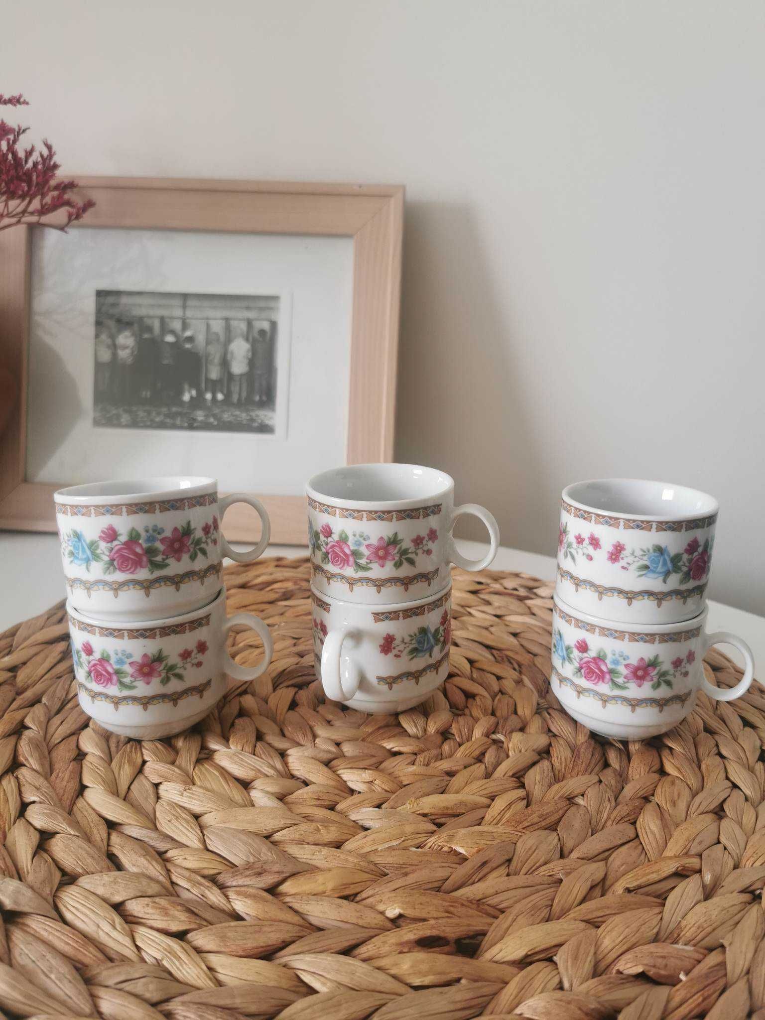 Śliczny zestaw porcelana komplet 6 + 6 Vintage PRL