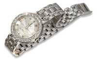Prześliczny 14k 585 damski zegarek z białego złota lw051w B