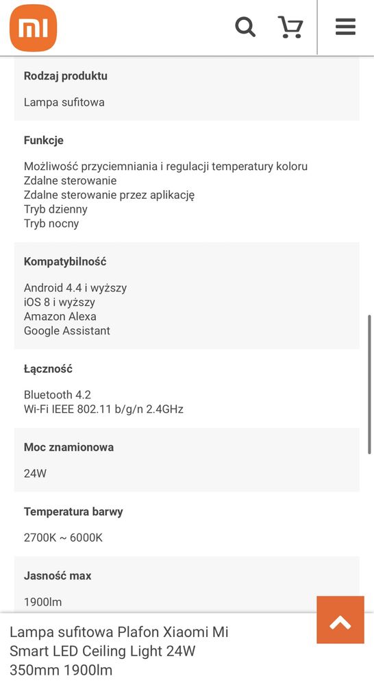 Plafon okrągły Xiaomi 35 x 35 cm biały