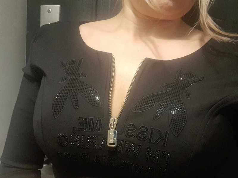 Patrizia Pepe sukienka czarna cyrkonie suwak S