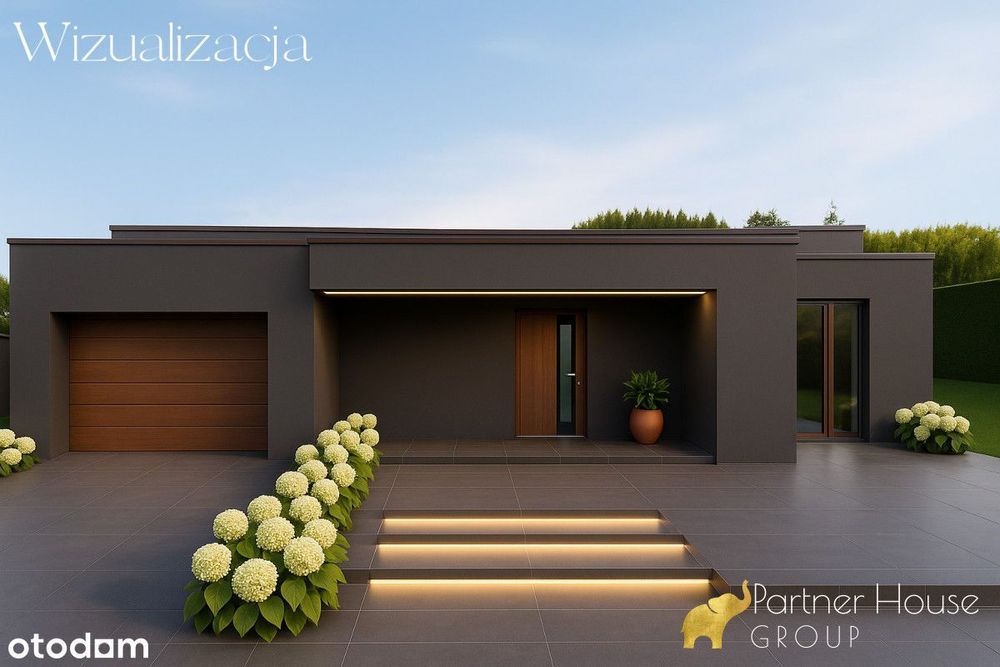 Nowoczesna bryła! Dom parterowy z oświetleniem Led