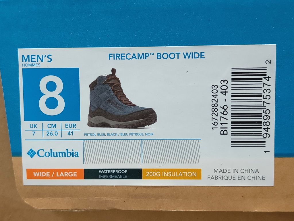 Зимние ботинки Columbia FireCamp Boot Wide 8 US, 41 EU