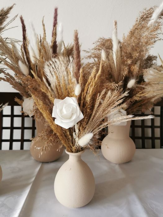 Gotowe bukiety ślubne suszone dekoracja stołu, bukiety na stół weselny