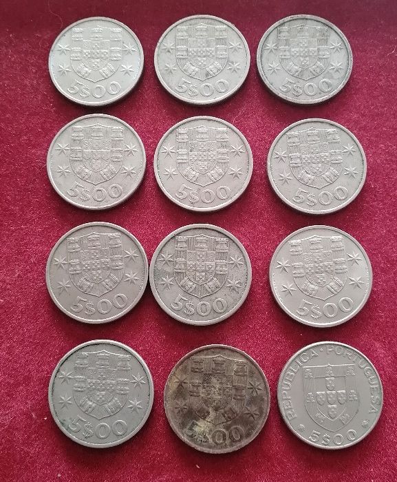 conjunto de moedas de 5 escudos