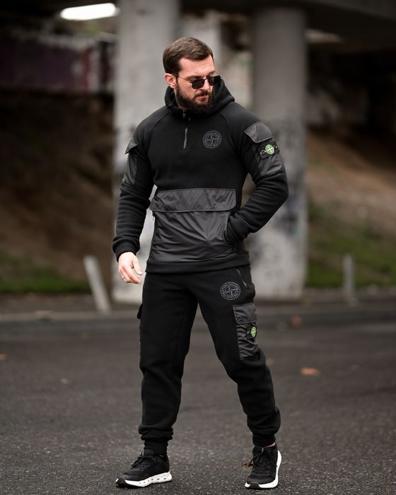 Флісовий костюм island Stone black мілітариний зимовий тактичний