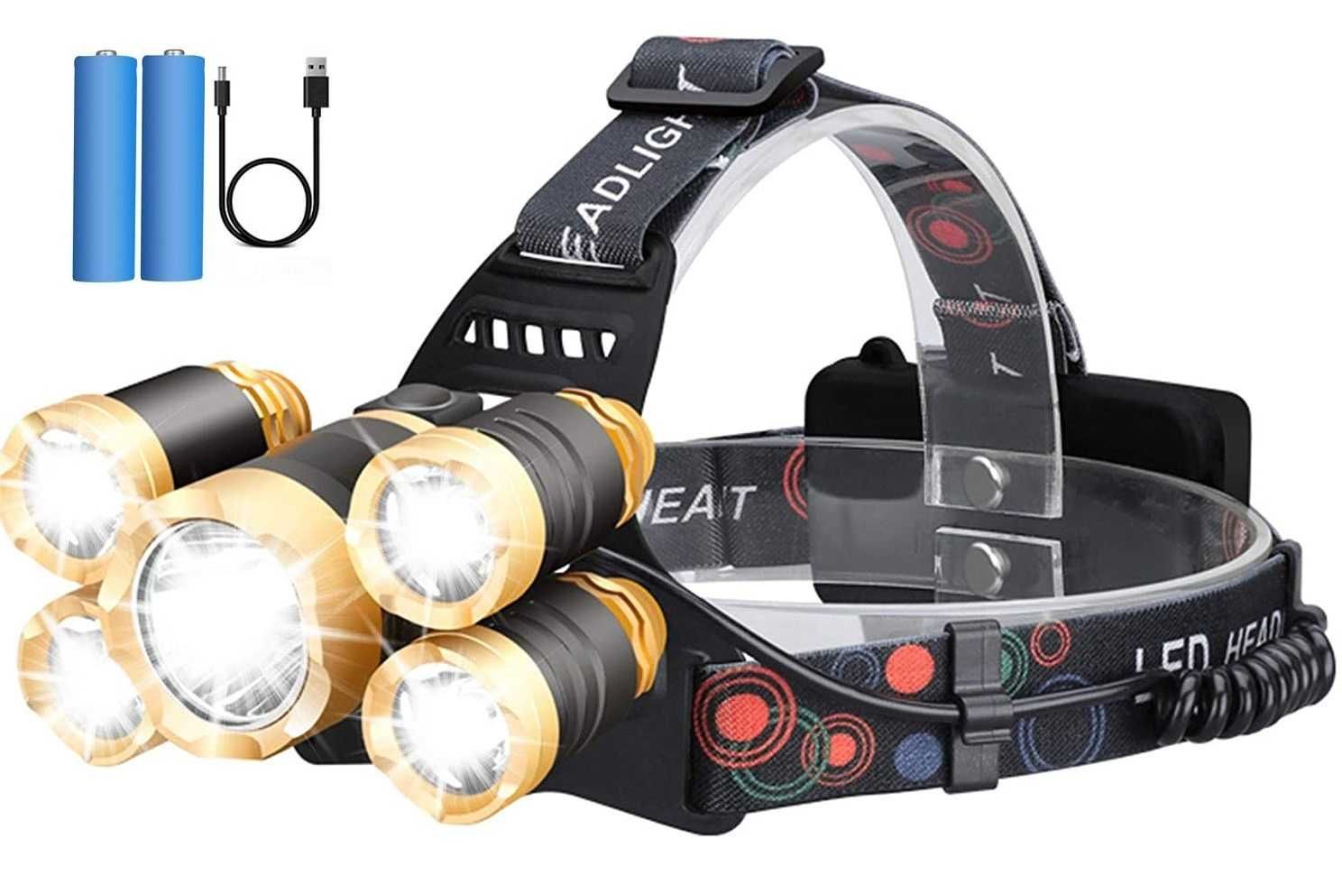 Mocna LATARKA CZOŁOWA 5 6 8 LED CREE Lampka Czołówka
