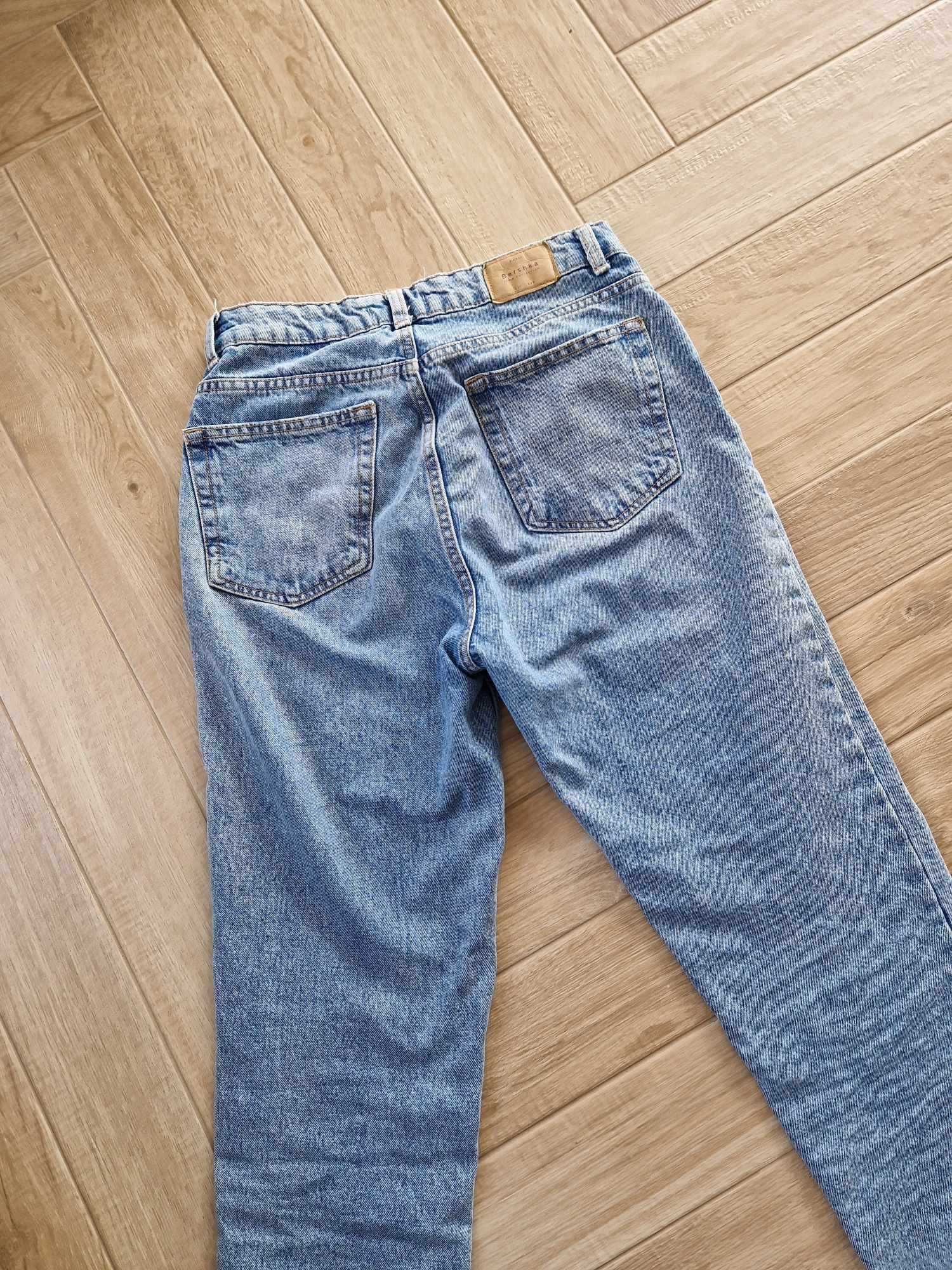 Bershka mom jeans spodnie jeansowe dżinsowe niebieskie 36