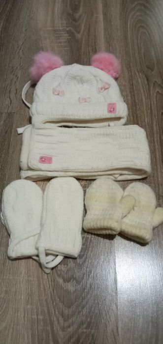 Від 0 до 12міс Зимовий набір шапка шарф і рукавички