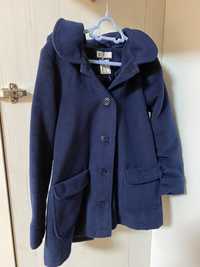 Пальто синее с капюшоном H&M kids для девочки 128 см zara