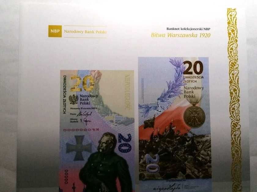Folder EMISYJNY Banknot 20 zł Bitwa Warszawska Józef Piłsudski NOWE