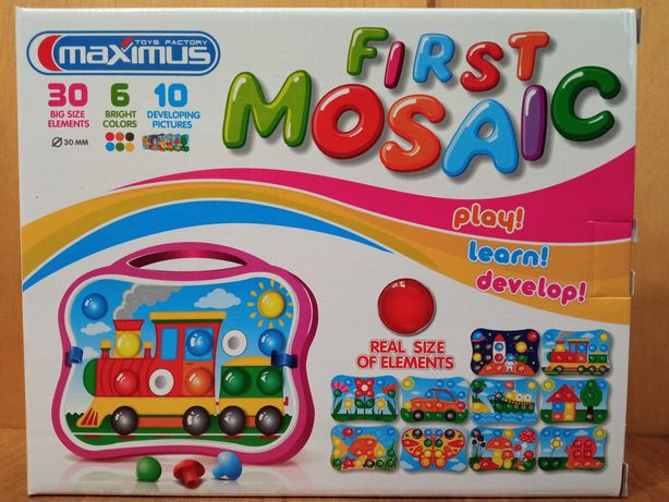 Мозаика «Перша» для детей 30 деталей 6 цветов и 10 картинок ТМ Maximus