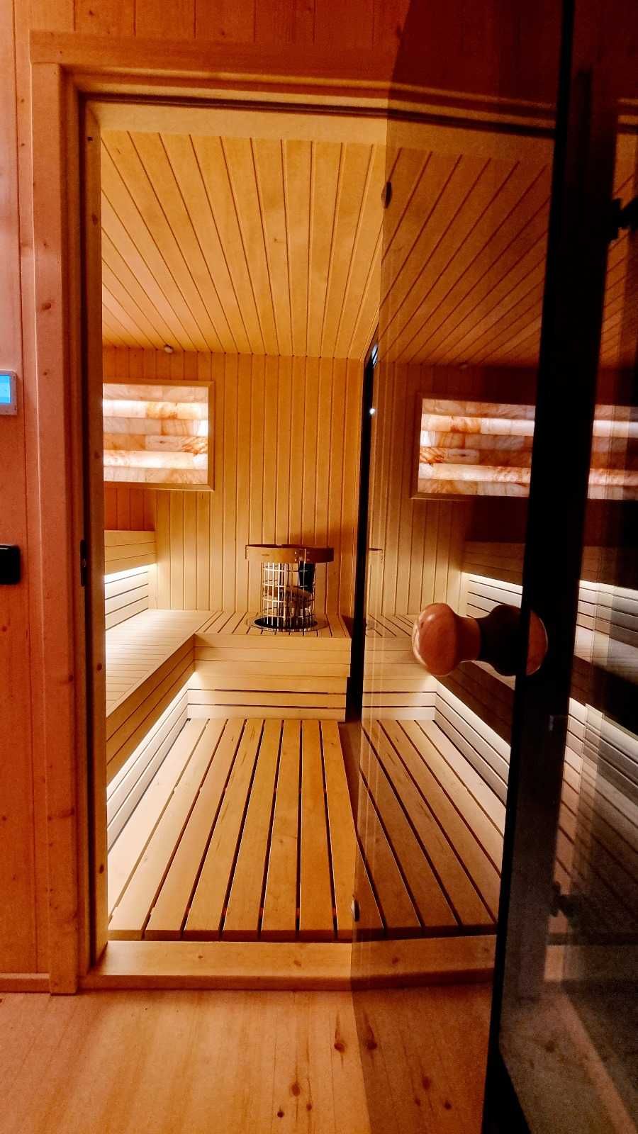 Sauna Modułowa Kwadrat Piec elektryczny WIFI SPA Hot Tub WPC
