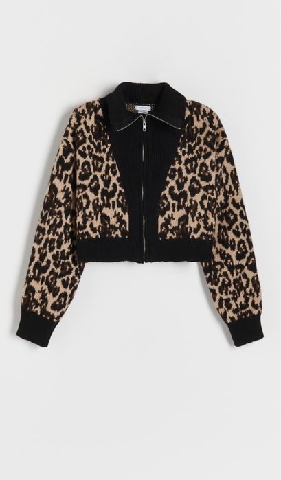 Krótki sweterek Reserved w panterkę na zamek S