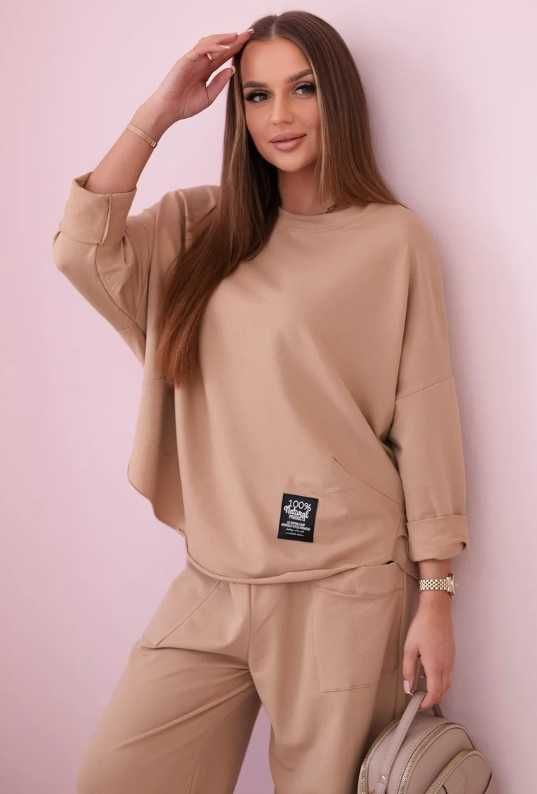 Bawełniany luzny komplet dresowy bluza i spodnie buggy xxl
