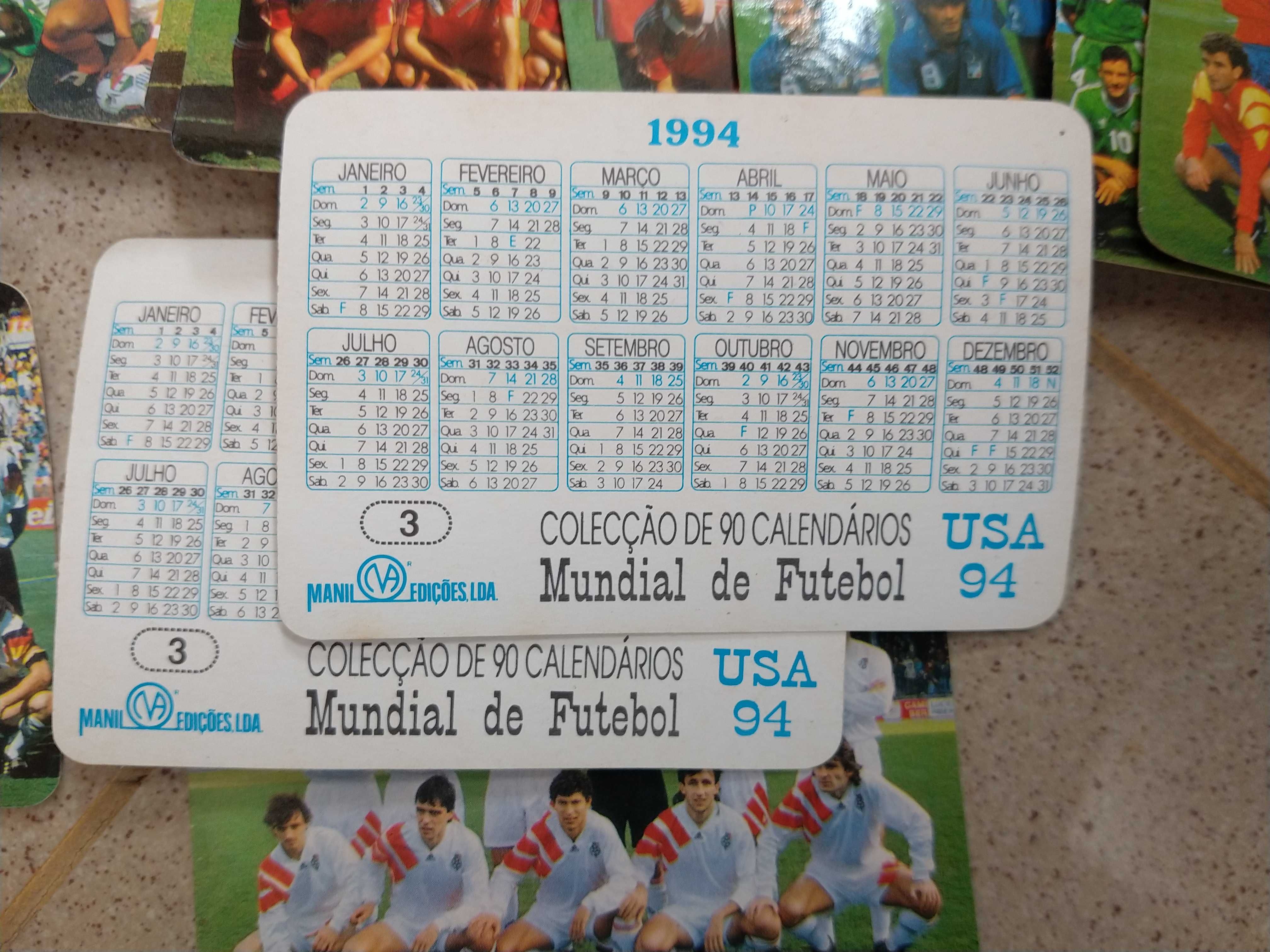 Cromos calendários mundial futebol USA 84