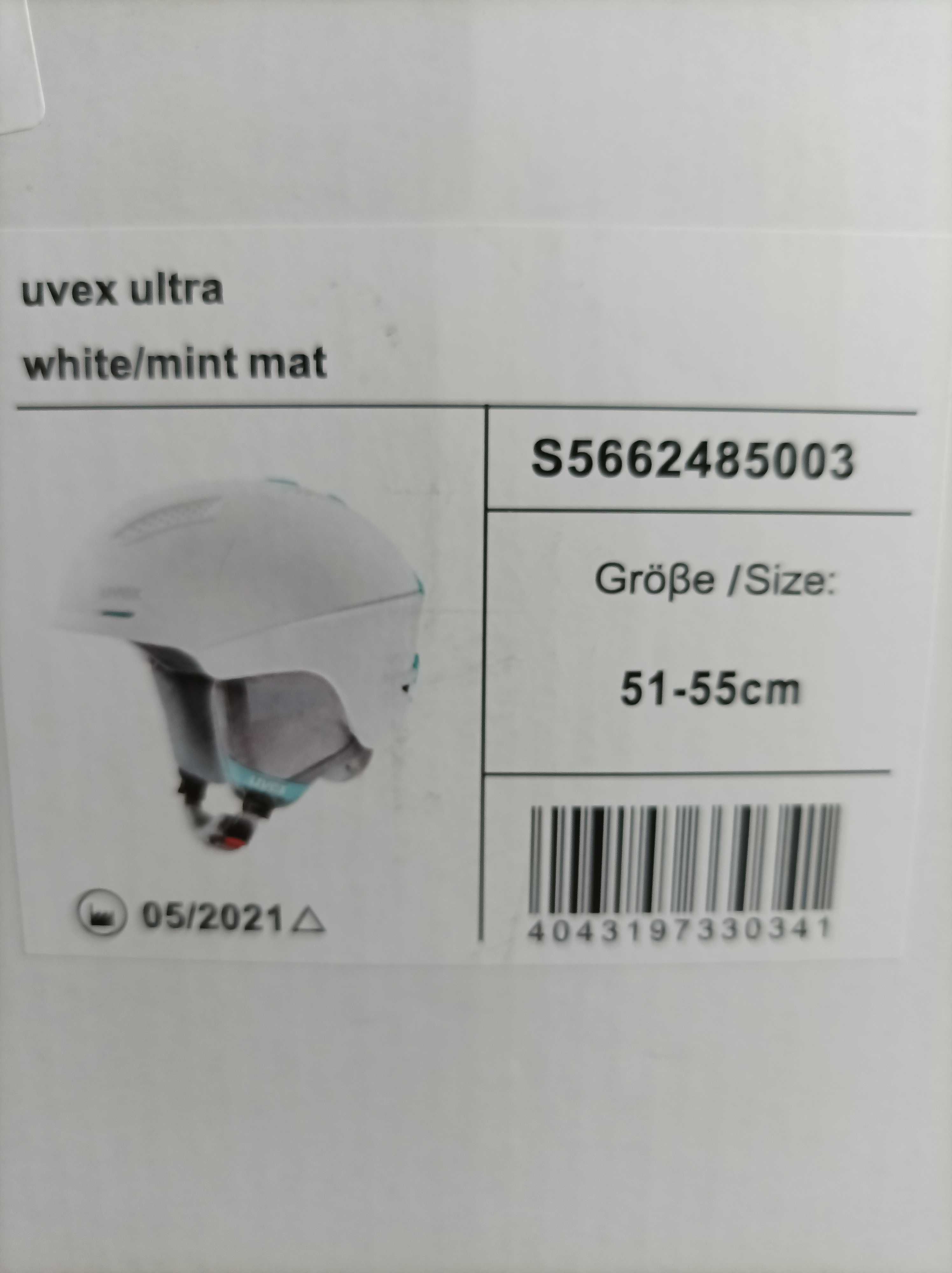Kask narciarski UVEX white/mint mat 51-55 cm