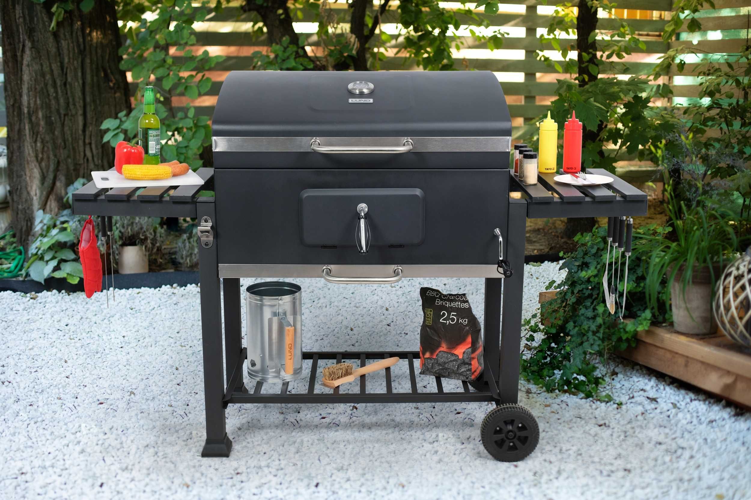 DUŻY GRILL WĘGLOWY Ogrodowy BBQ Regulowany 159cm 35KG