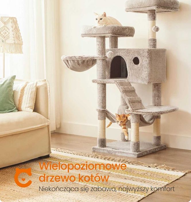 Duży drapak 135 cm z miękkim pokrowcem dla kotów Ombre POWYSTAWOWY