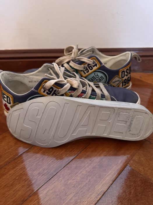 Dsquared2 Blue Canvas Embroided Patch Low Top Sneakers 39