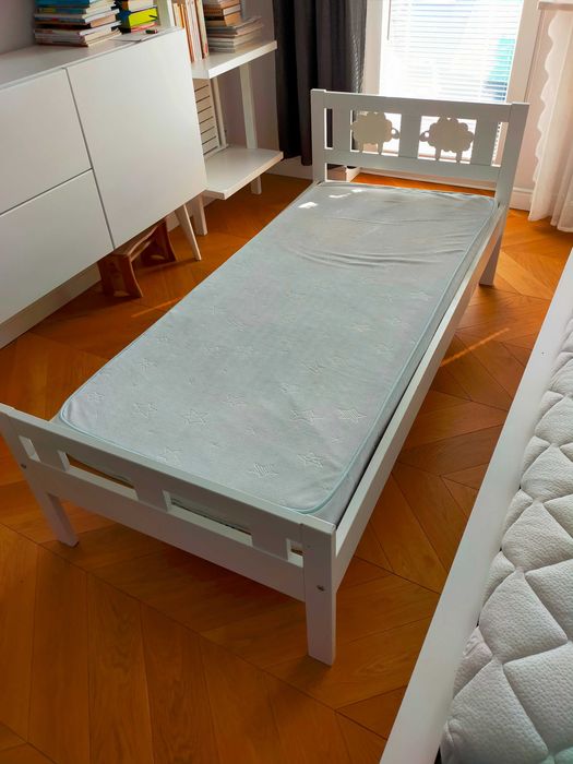Łóżko Kritter Ikea 70x160 +materac UNDERLING + barierka vikare