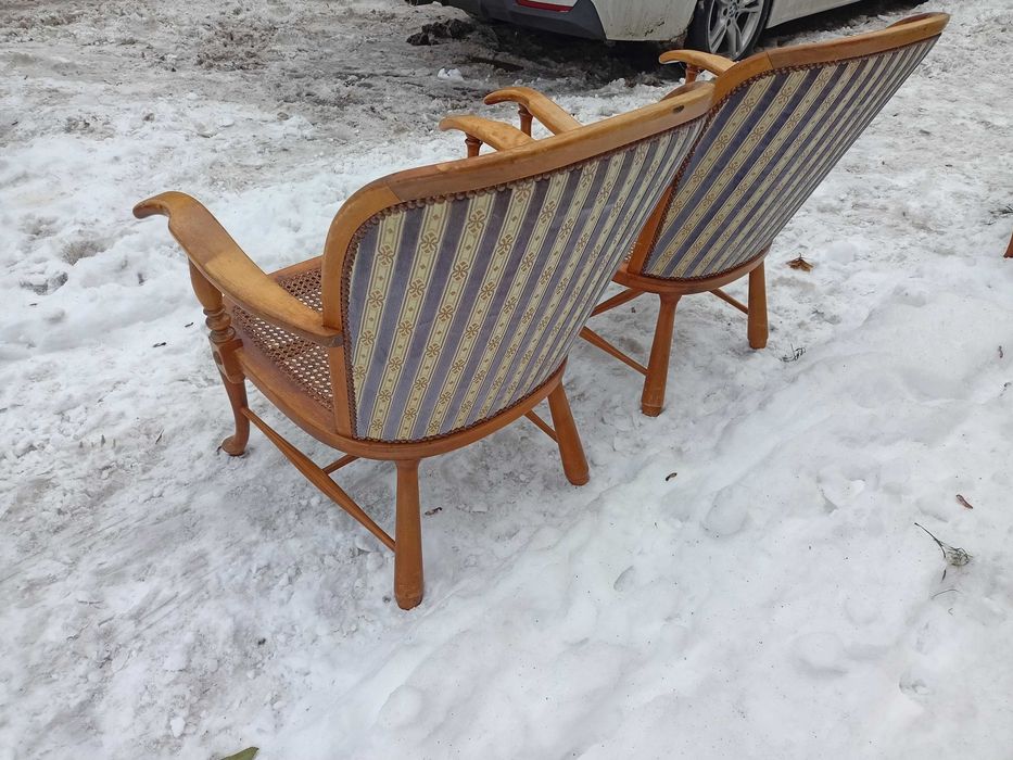 Fotele Drewniane Fotele Ażurowe Retro, Stylowe Fotele na Sprężynach