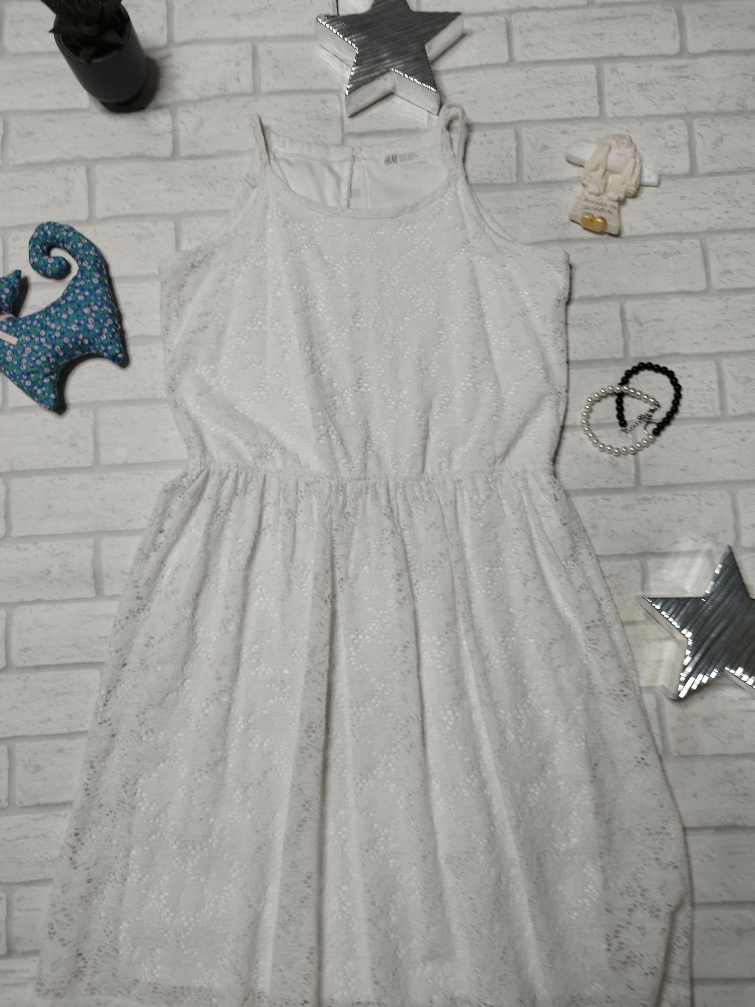 Sukienka H&M biała koronkowa 170 cm komunia/ ślub dziewczynka