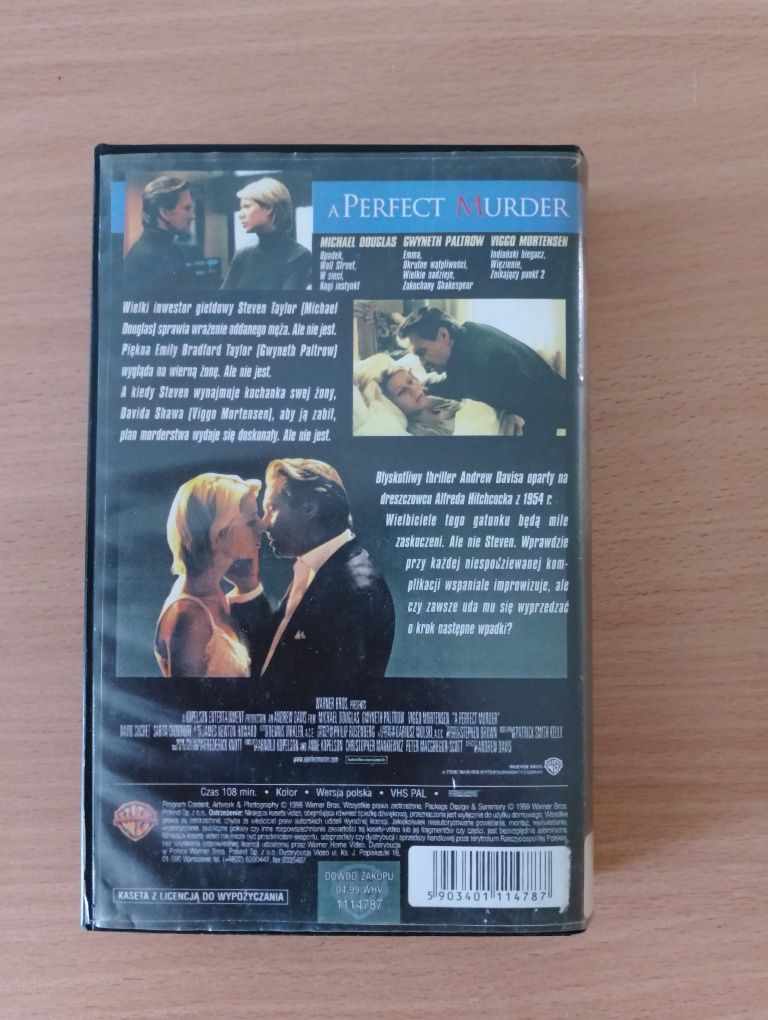 Film "MORDERSTWO DOSKONAŁE" na kasecie VHS, sensacja, M.Douglas, video