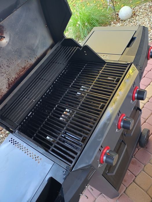 Grill gazowy TENNEKER Carbon 3palniki +palnik boczny, żeliwny