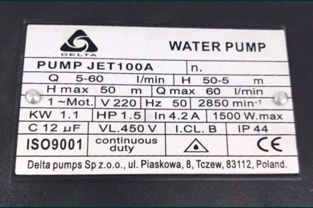 Насосна станція 1.1 кВт JET 100 pompa Gidrotek