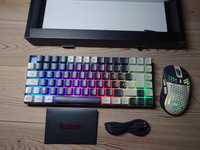 Bezprzewodowa klawiatura i lekka mysz do gier RGB Retro styl LED