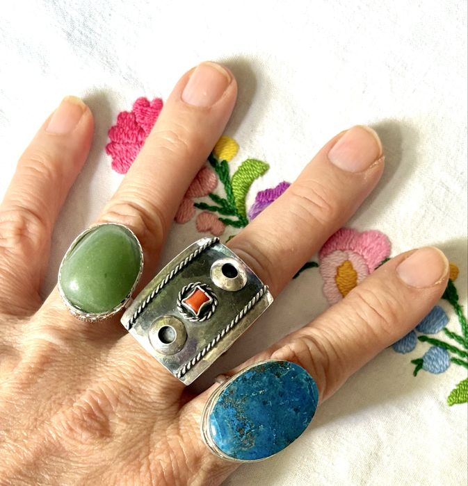 Stare srebro PRL stary srebrny pierścionek Warmet ? kopułka  vintage