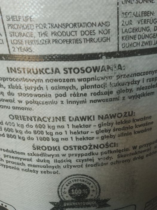 Wapno kredowe granulowane węglan wapnia CaCo3 95%reaktywność