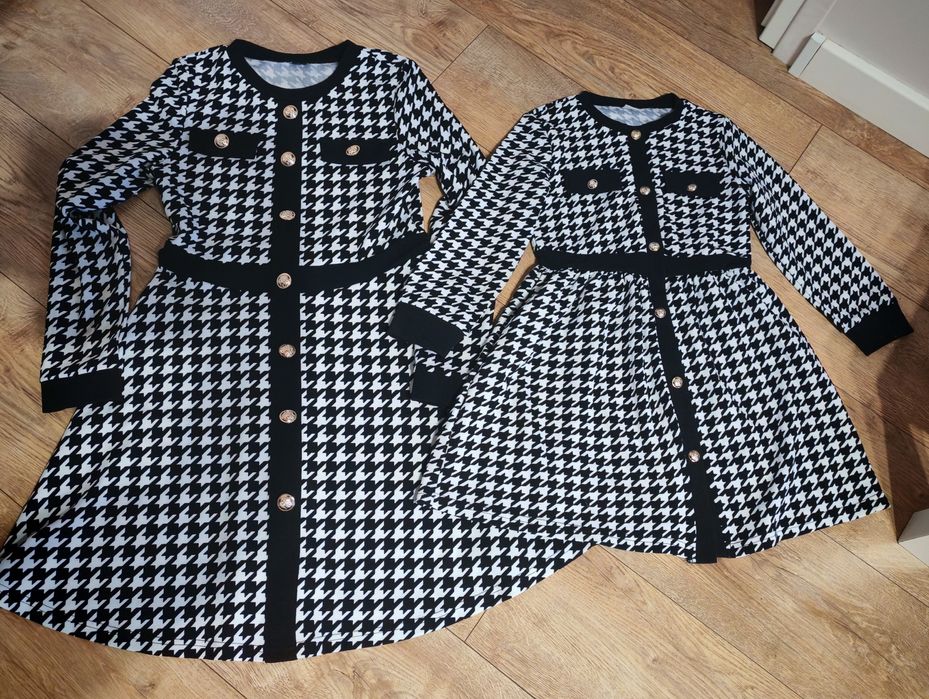 Sukienki mama i córka pepitka